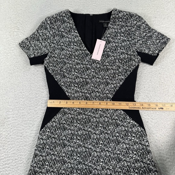 Banana Republic Dress Womens 0 Petite Short Sleeve Black‎ Gray Textured Knit - Picture 4 of 12
